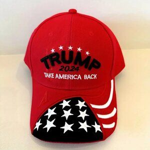 TRUMP 2024 "TAKE AMERICA BACK" Embroidered Baseball Cap - Adjustable - NEW - Red